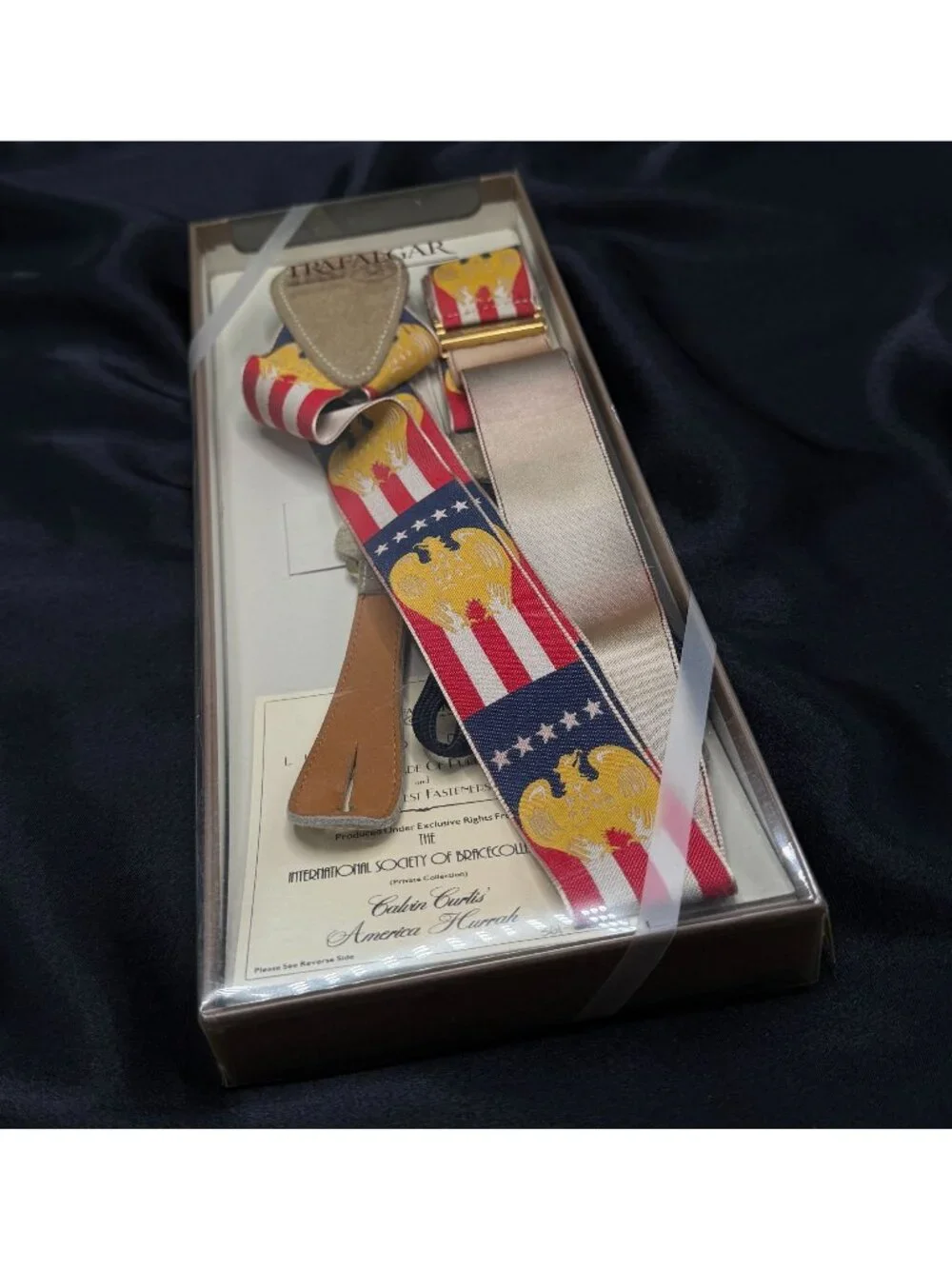 Rare Find Vintage Trafalgar America Hurrah Pure Silk Braces American Eagle